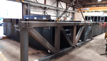 Steel frame in a workshop